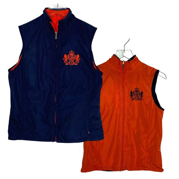 Polo Ralph Lauren Jackets & Blazers - Ralph Lauren S Womens Active Reversible Crest Logo Blue Orange Vest